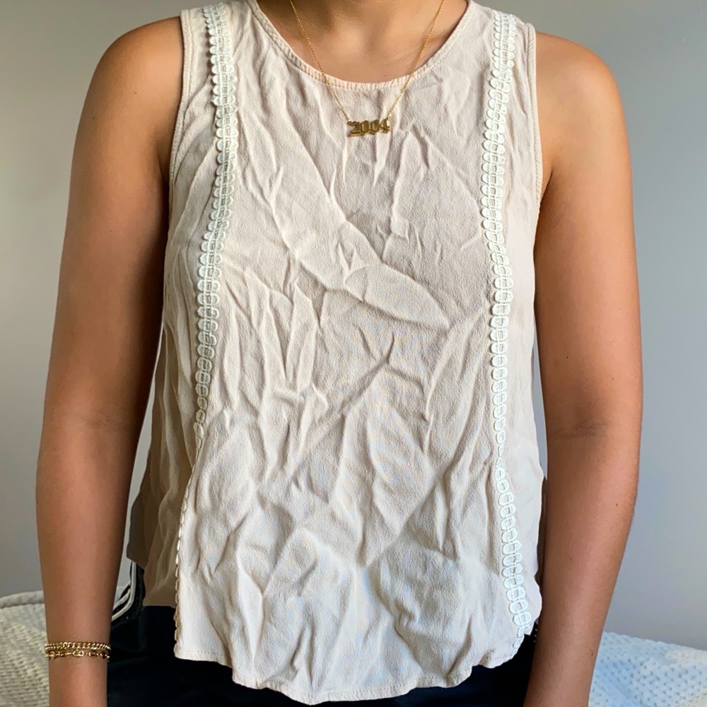 Cream and white Tank Top
